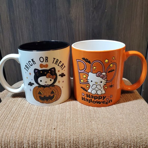 Hello Kitty Sanrio Other - Hello Kitty Halloween Ghost Black Cat Mug Set Sanrio 20oz Jumbo Orange mug NEW
